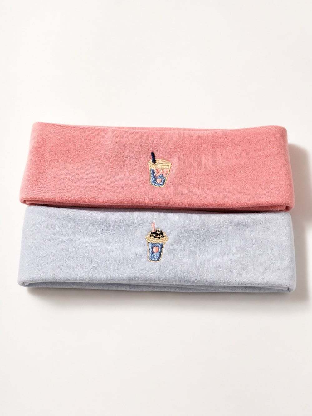 Pink And White Latte Embroidered Wide Headband